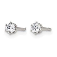 Chisel Stainless Steel Polished 3mm Round CZ Stud Post Earrings view 3