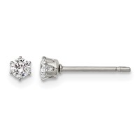 Chisel Stainless Steel Polished 3mm Round CZ Stud Post Earrings view 1