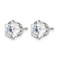 Chisel Stainless Steel Polished 8mm Round CZ Stud Post Earrings view 3