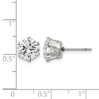 Chisel Stainless Steel Polished 8mm Round CZ Stud Post Earrings view 5