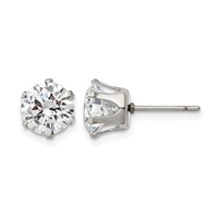 Chisel Stainless Steel Polished 8mm Round CZ Stud Post Earrings view 1