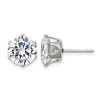Chisel Stainless Steel Polished 10mm Round CZ Stud Post Earrings view 1