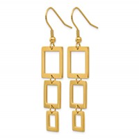 Chisel Stainless Steel Polished Yellow IP-plated Squares Dangle Shepherd Hook Earrings view 3