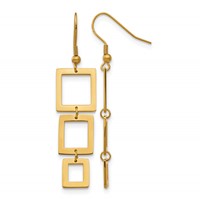 Chisel Stainless Steel Polished Yellow IP-plated Squares Dangle Shepherd Hook Earrings view 1