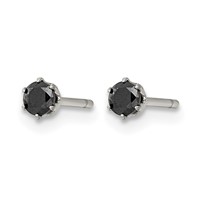 Chisel Stainless Steel Polished 3mm Black Round CZ Stud Post Earrings view 3