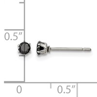 Chisel Stainless Steel Polished 3mm Black Round CZ Stud Post Earrings view 5