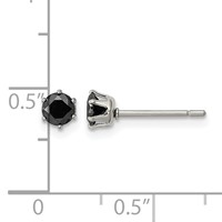 Chisel Stainless Steel Polished 4mm Black Round CZ Stud Post Earrings view 5
