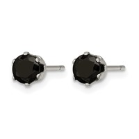 Chisel Stainless Steel Polished 5mm Black Round CZ Stud Post Earrings view 3