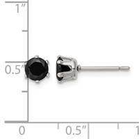 Chisel Stainless Steel Polished 5mm Black Round CZ Stud Post Earrings view 5