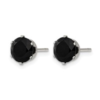 Chisel Stainless Steel Polished 7mm Black Round CZ Stud Post Earrings view 3