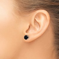Chisel Stainless Steel Polished 7mm Black Round CZ Stud Post Earrings view 4