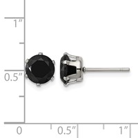 Chisel Stainless Steel Polished 7mm Black Round CZ Stud Post Earrings view 5