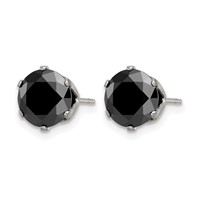 Chisel Stainless Steel Polished 8mm Black Round CZ Stud Post Earrings view 3