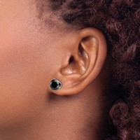 Chisel Stainless Steel Polished 8mm Black Round CZ Stud Post Earrings view 4