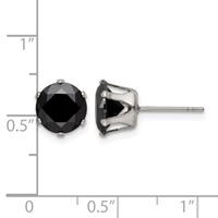Chisel Stainless Steel Polished 8mm Black Round CZ Stud Post Earrings view 5