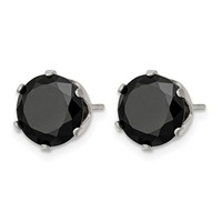 Chisel Stainless Steel Polished 9mm Black Round CZ Stud Post Earrings view 3