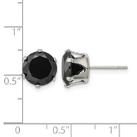Chisel Stainless Steel Polished 9mm Black Round CZ Stud Post Earrings view 5