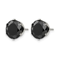Chisel Stainless Steel Polished 10mm Black Round CZ Stud Post Earrings view 3