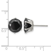 Chisel Stainless Steel Polished 10mm Black Round CZ Stud Post Earrings view 5