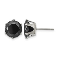 Chisel Stainless Steel Polished 10mm Black Round CZ Stud Post Earrings view 1
