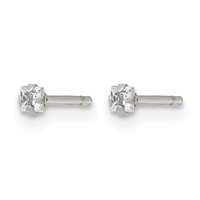 Chisel Stainless Steel Polished 2mm Square CZ Stud Post Earrings view 3