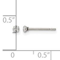 Chisel Stainless Steel Polished 2mm Square CZ Stud Post Earrings view 5