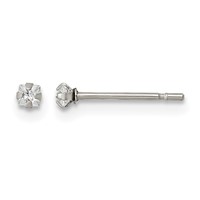 Chisel Stainless Steel Polished 2mm Square CZ Stud Post Earrings view 1
