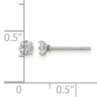 Chisel Stainless Steel Polished 3mm Square CZ Stud Post Earrings view 5