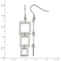 Chisel Stainless Steel Polished Squares Dangle Shepherd Hook Earrings view 5