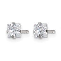 Chisel Stainless Steel Polished 4mm Square CZ Stud Post Earrings view 3