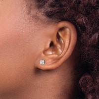 Chisel Stainless Steel Polished 4mm Square CZ Stud Post Earrings view 4