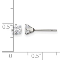 Chisel Stainless Steel Polished 4mm Square CZ Stud Post Earrings view 5
