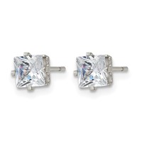 Chisel Stainless Steel Polished 5mm Square CZ Stud Post Earrings view 3