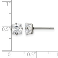 Chisel Stainless Steel Polished 5mm Square CZ Stud Post Earrings view 5