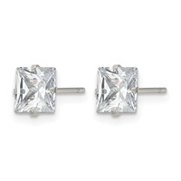 Chisel Stainless Steel Polished 6mm Square CZ Stud Post Earrings view 3