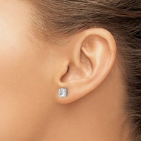 Chisel Stainless Steel Polished 6mm Square CZ Stud Post Earrings view 4