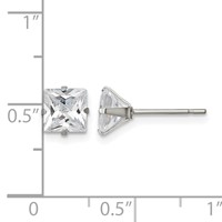 Chisel Stainless Steel Polished 6mm Square CZ Stud Post Earrings view 5