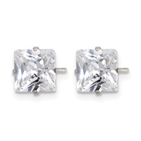 Chisel Stainless Steel Polished 7mm Square CZ Stud Post Earrings view 3