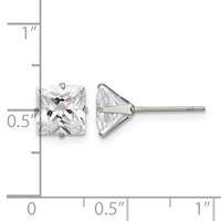 Chisel Stainless Steel Polished 7mm Square CZ Stud Post Earrings view 5