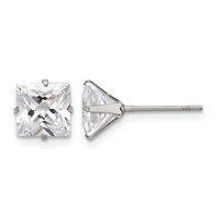 Chisel Stainless Steel Polished 7mm Square CZ Stud Post Earrings view 1