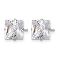 Chisel Stainless Steel Polished 8mm Square CZ Stud Post Earrings view 3