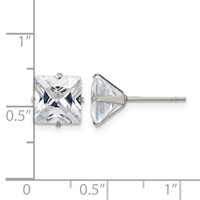 Chisel Stainless Steel Polished 8mm Square CZ Stud Post Earrings view 5