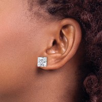 Chisel Stainless Steel Polished 9mm Square CZ Stud Post Earrings view 4