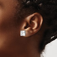 Chisel Stainless Steel Polished 10mm Square CZ Stud Post Earrings view 4