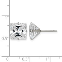 Chisel Stainless Steel Polished 10mm Square CZ Stud Post Earrings view 5