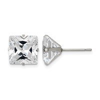 Chisel Stainless Steel Polished 10mm Square CZ Stud Post Earrings view 1