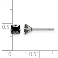 Chisel Stainless Steel Polished 4mm Black Square CZ Stud Post Earrings view 5