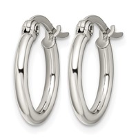 Chisel Stainless Steel Polished 15.5mm Diameter 2mm Hoop Earrings view 3