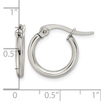 Chisel Stainless Steel Polished 15.5mm Diameter 2mm Hoop Earrings view 5