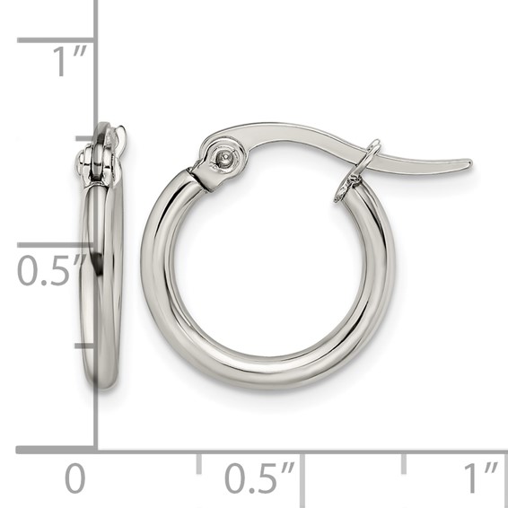 Chisel Stainless Steel Polished 15.5mm Diameter 2mm Hoop Earrings